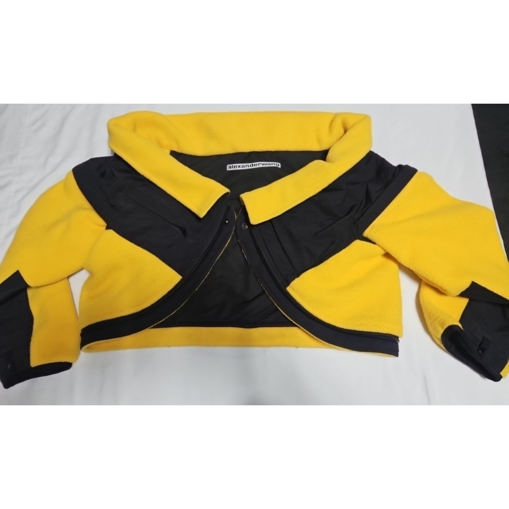 Alexander Wang Yellow/ Black Shrug Jacket In "Teddy" Fleece And Nylon XL